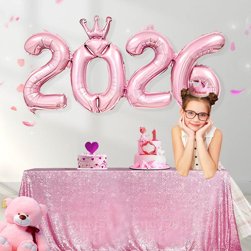 2026 Gold Crown Foil Number Balloons for 2026 -  New Year Christmas Eve Festival Party
