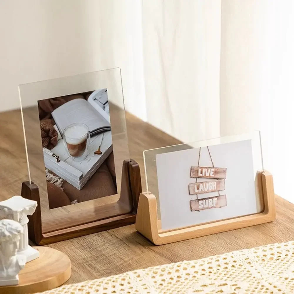 Wooden frame for wedding photos office decoration.