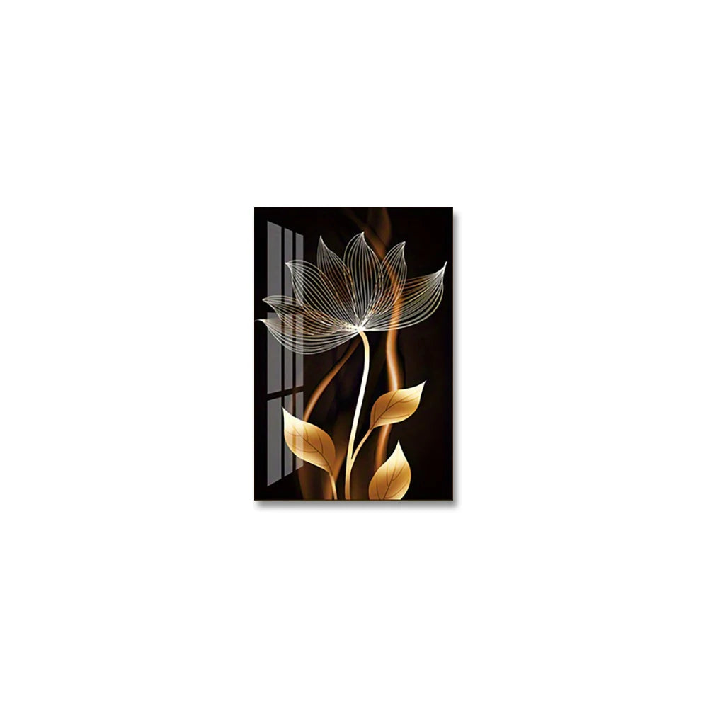 Black and Golden Flower Wall Art Canvas Painting  Decor Modern