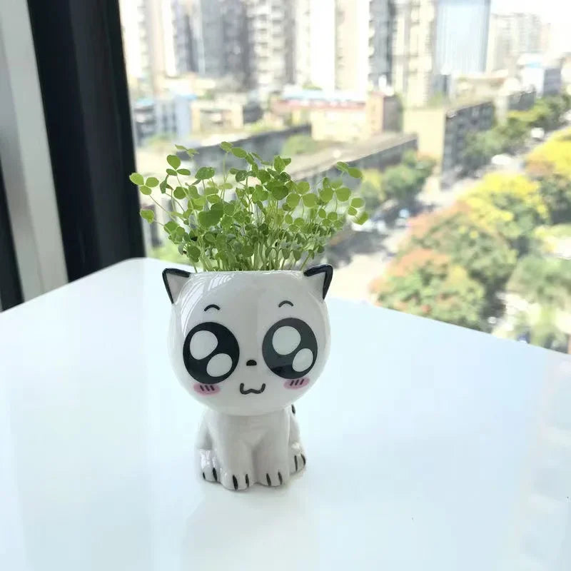 Ceramic Flowerpot Mini Cat Cartoon