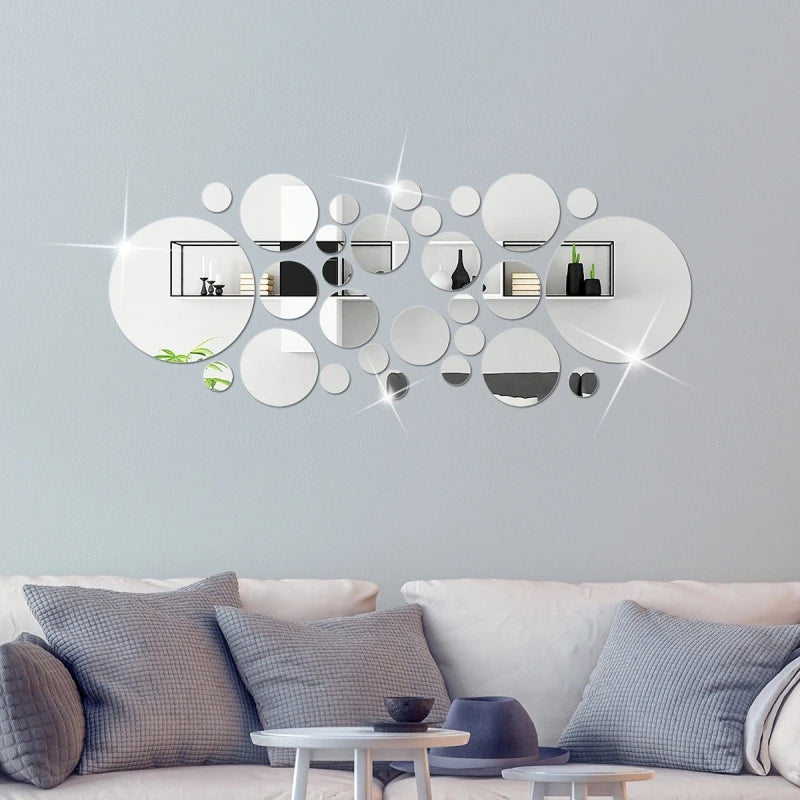 Round Acrylic Mirror Stickers - Kitchen Wall Decor Art for Ceramic
