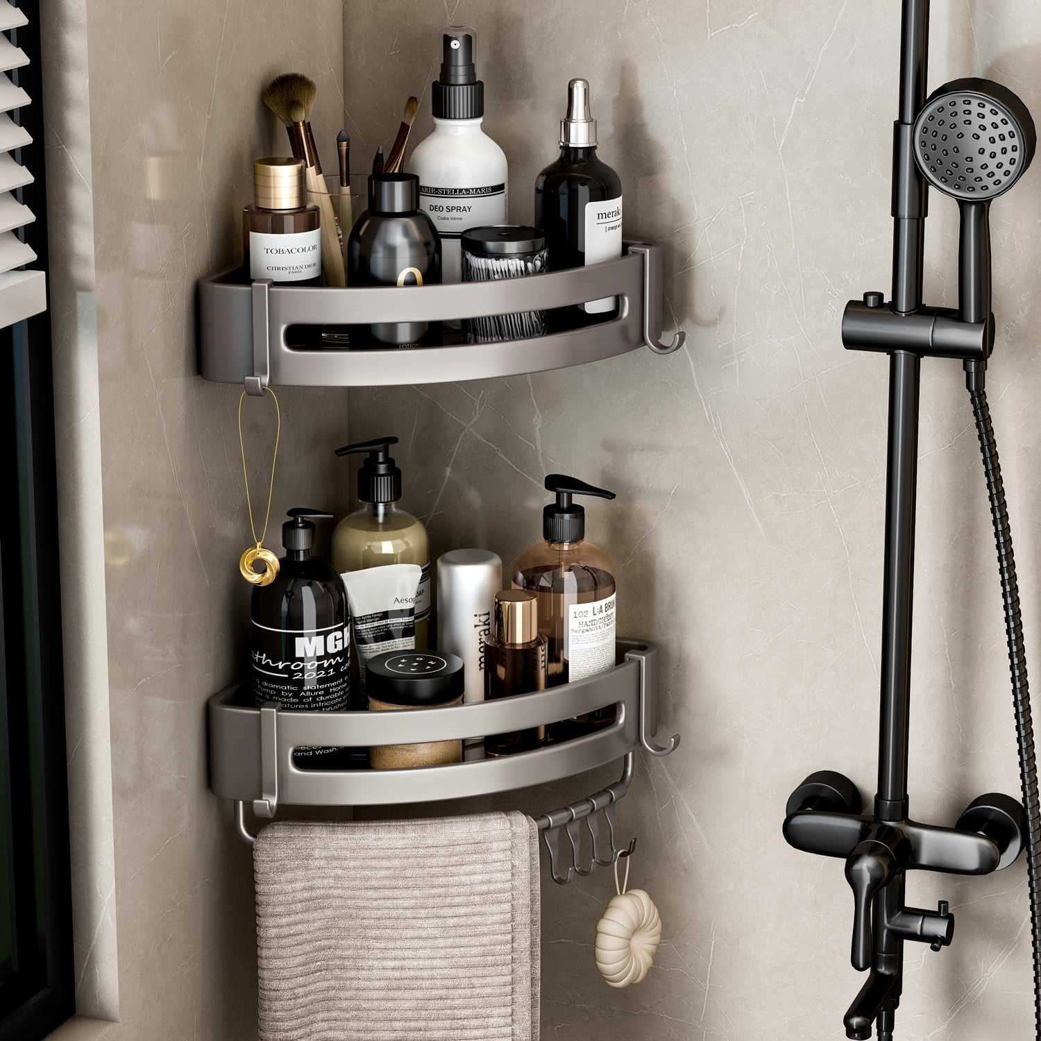 Shelf No Drilling Aluminum Above The Toilet Wall Mounted Bathroom Organizer - enoughdream.com