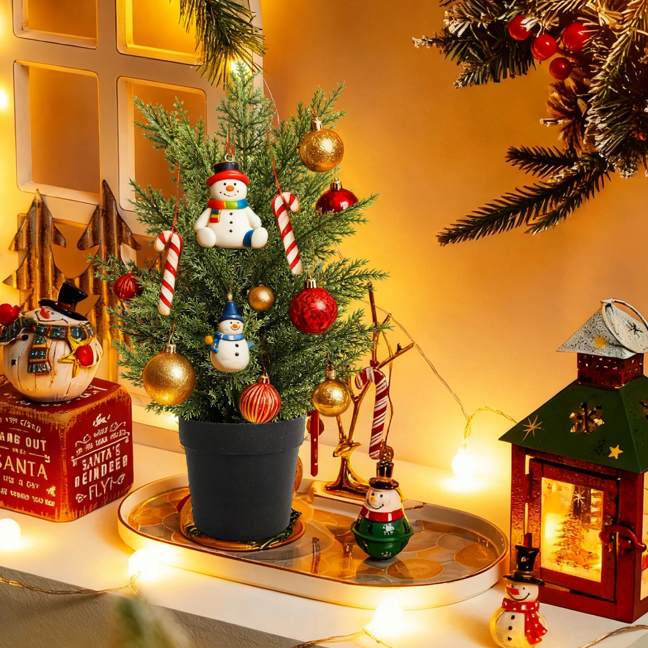 Artificial Christmas Tree, Green Potted Plants, Kitchen