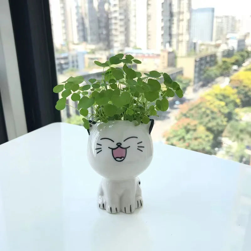 Ceramic Flowerpot Mini Cat Cartoon