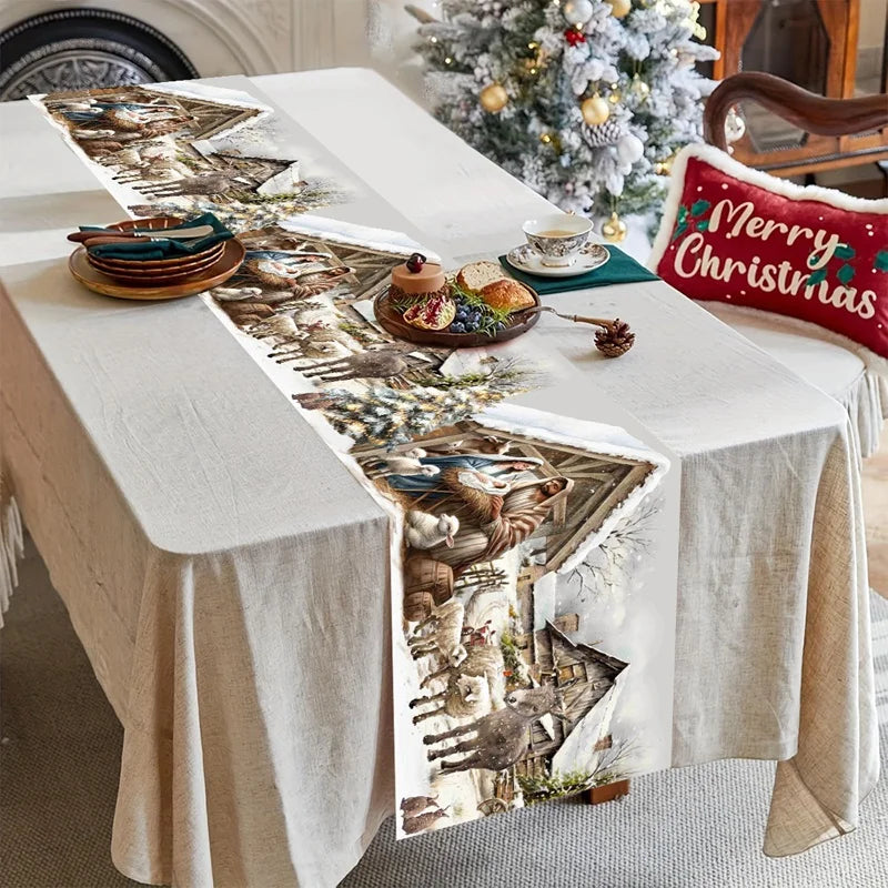 Christmas Table Runner Merry -  Christmas Decoration For Home Xmas Table Decor
