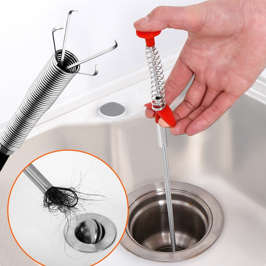 60cm Spring Pipe Dredging Tools, Drain Snake, Drain Cleaner Sticks Clog Remover Cleaning Household for KitchenBending sink tool - enoughdream.com