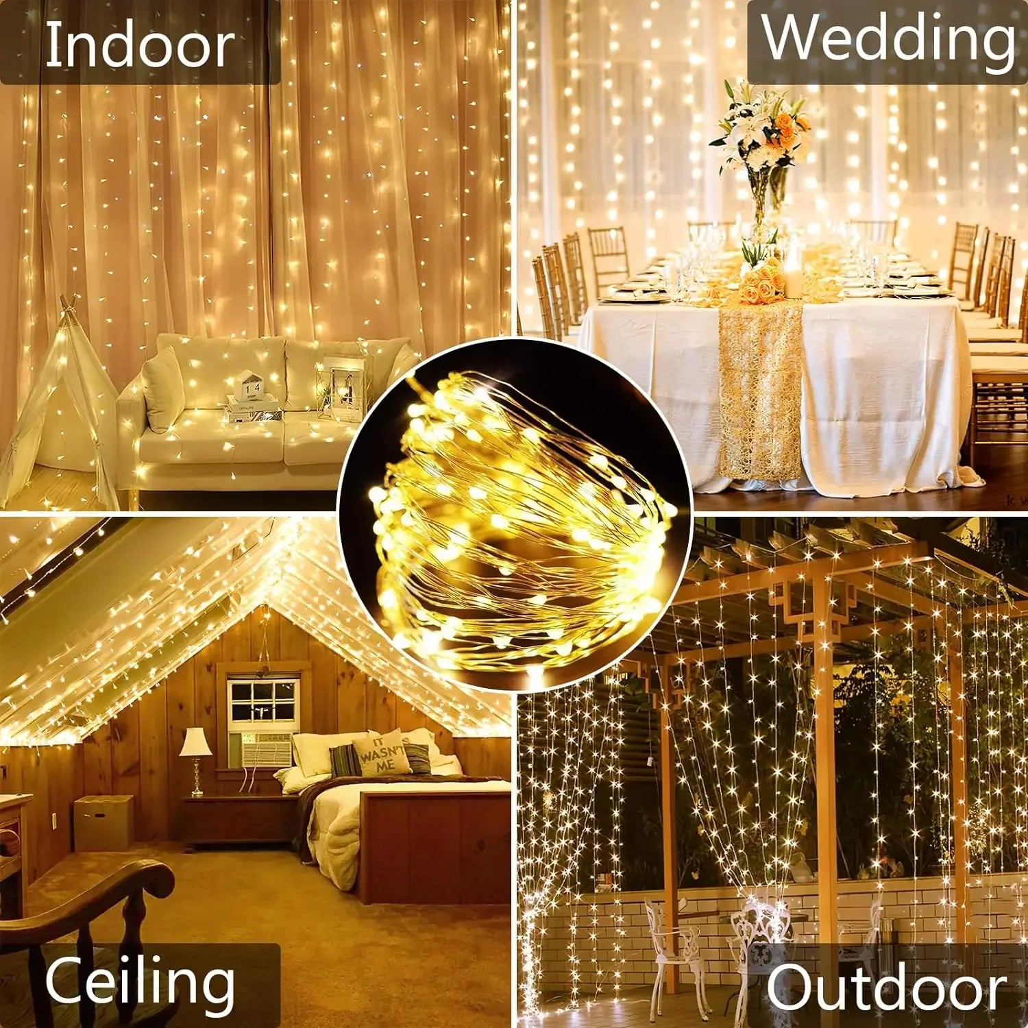 Solar Curtain Light LED Outdoor Waterproof 300leds Garland Decoration String