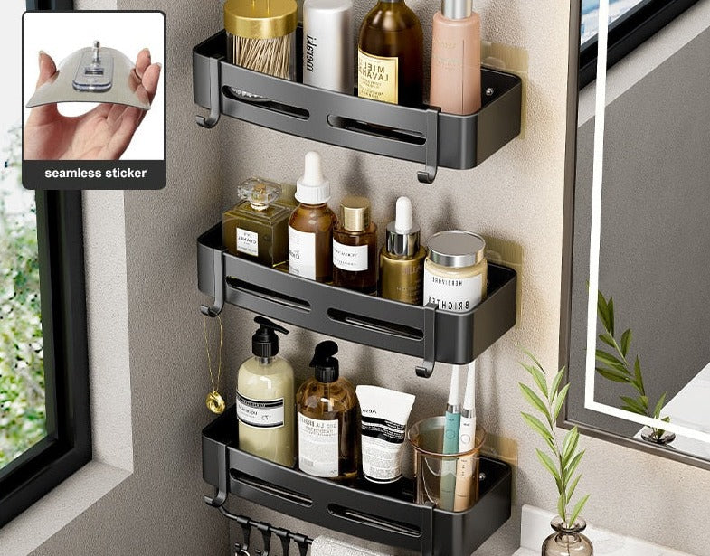 Shelf No Drilling Aluminum Above The Toilet Wall Mounted Bathroom Organizer - enoughdream.com