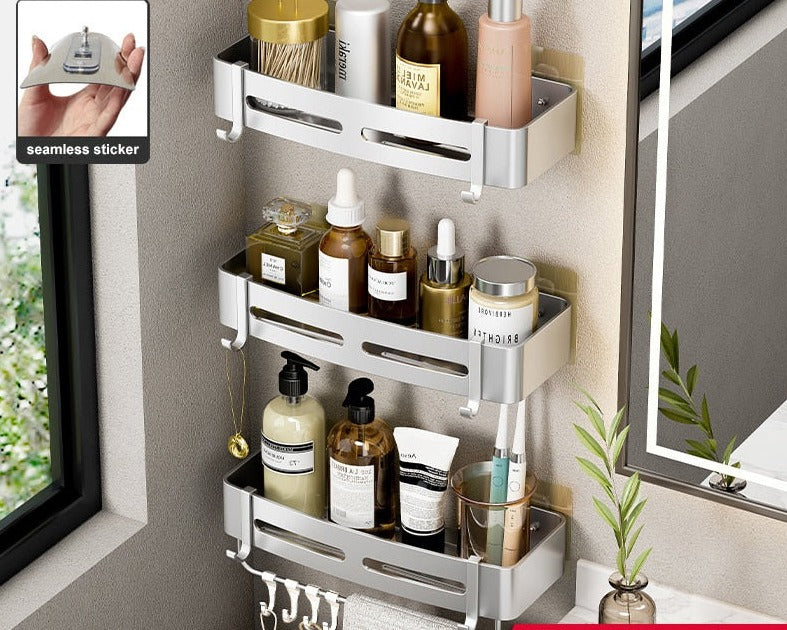 Shelf No Drilling Aluminum Above The Toilet Wall Mounted Bathroom Organizer - enoughdream.com