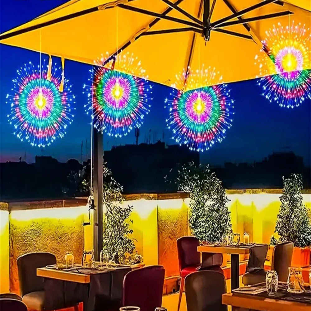 LED fireworks light string USB hanging fairy light 360LED 8-mode decoration