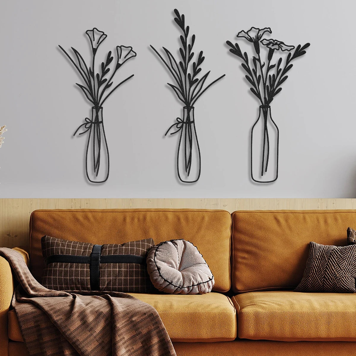 Flowers in a Vase Metal Wall Decor Home