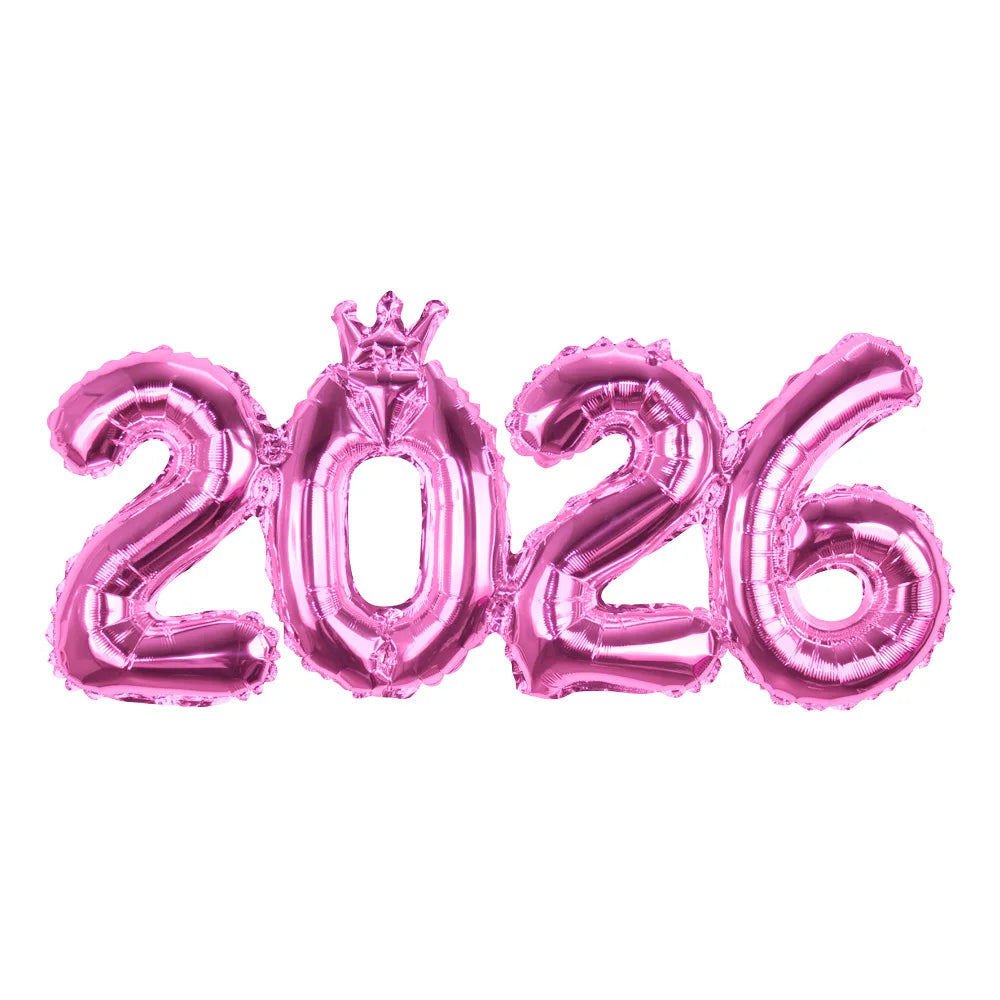 2026 Gold Crown Foil Number Balloons for 2026 -  New Year Christmas Eve Festival Party