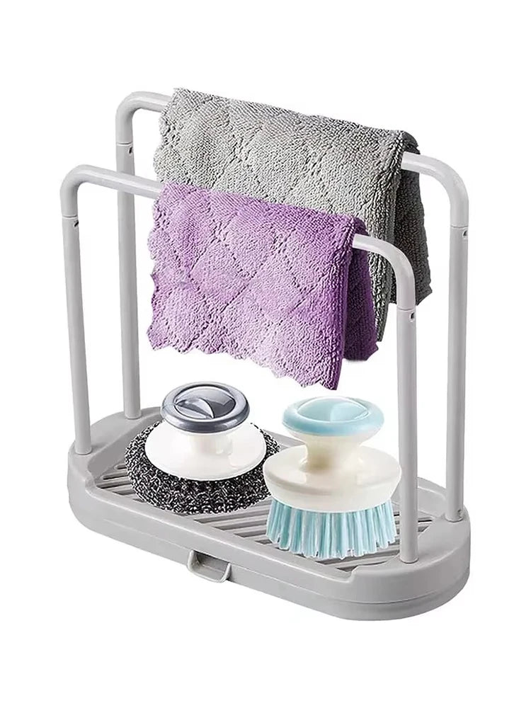 Double-layer dishwashing towel drainer, countertop sponge storage holder, made of steel wire