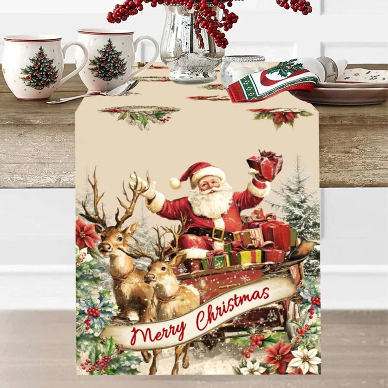 Christmas Table Runner Merry -  Christmas Decoration For Home Xmas Table Decor