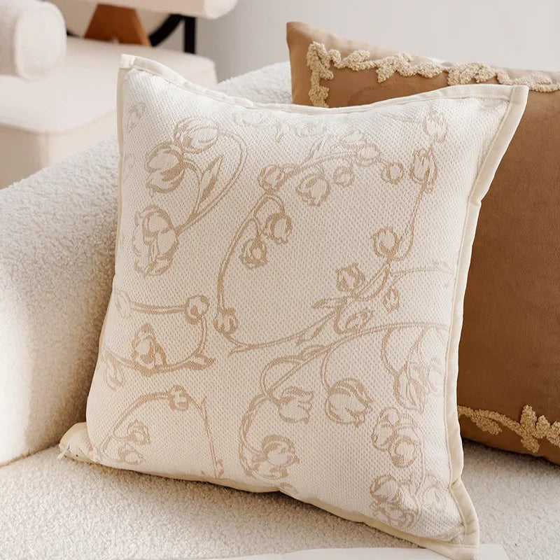 Lightweight luxury decorative cushion cover with French print at the waist
