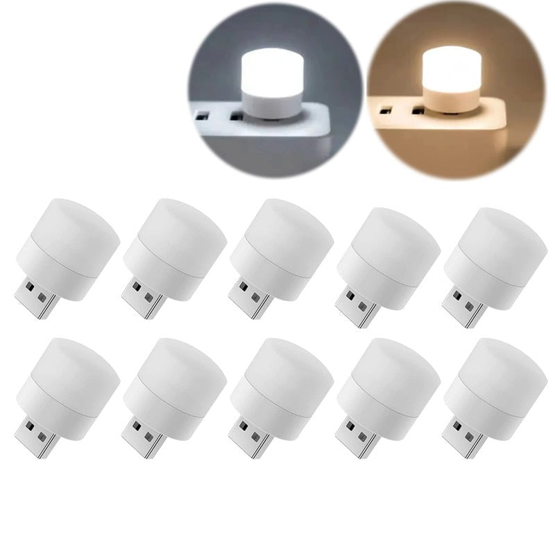 1-10Pcs Mini USB Night Light Warm White Eye Protection Book Reading Light USB Plug - enoughdream.com