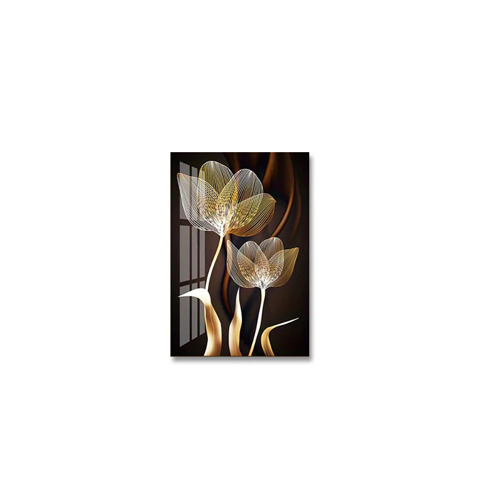 Black and Golden Flower Wall Art Canvas Painting  Decor Modern