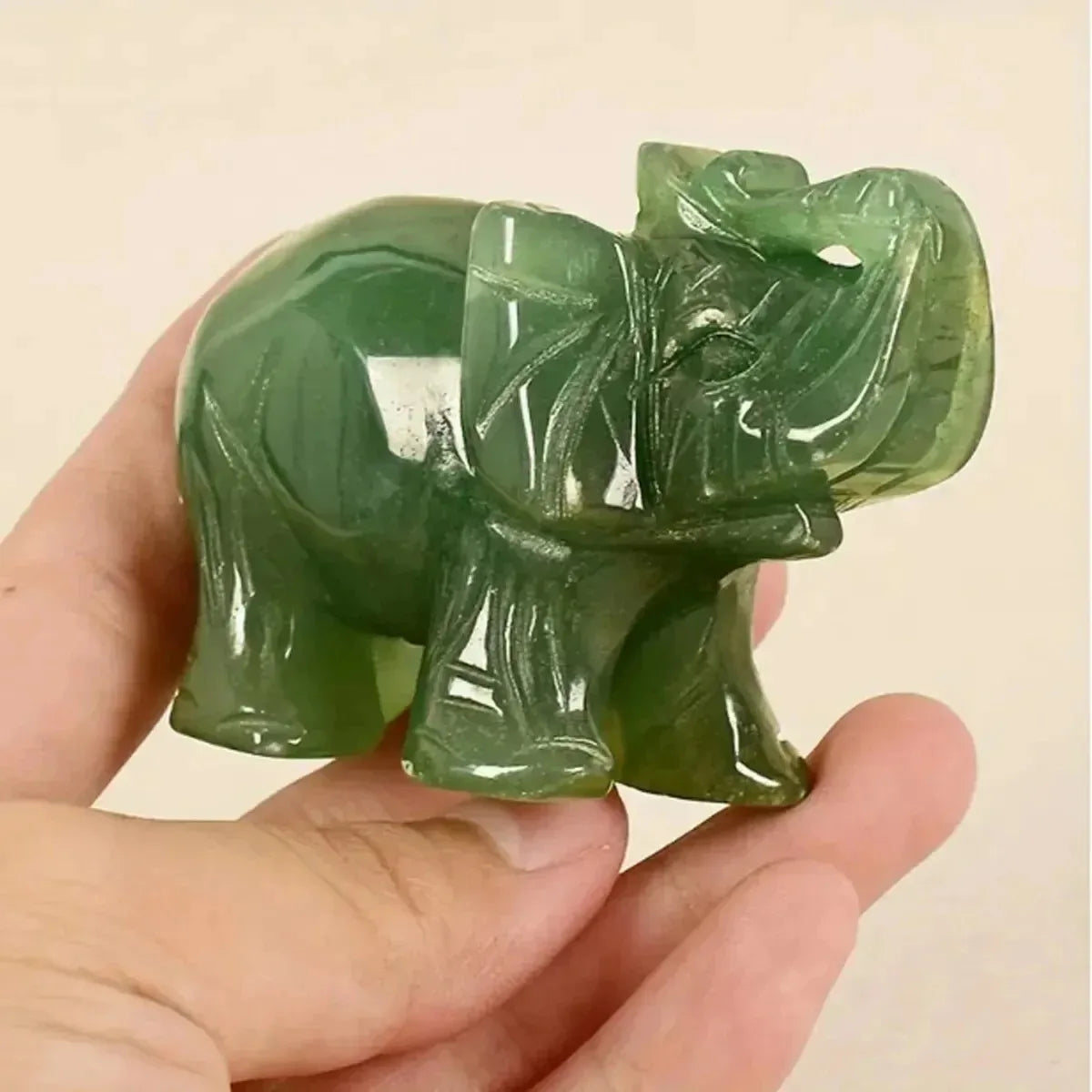 Green Aventurine Jade Ston Lucky Elephant Fortune