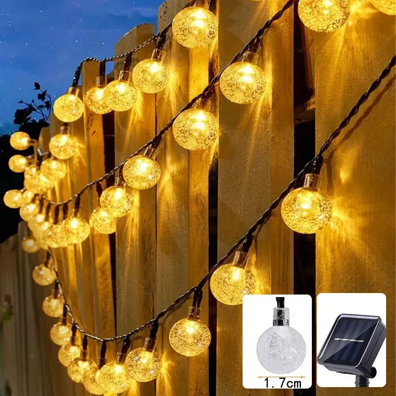 Solar String Lights 100 LED Crystal Globe  IP65 Waterproof with  for Garden