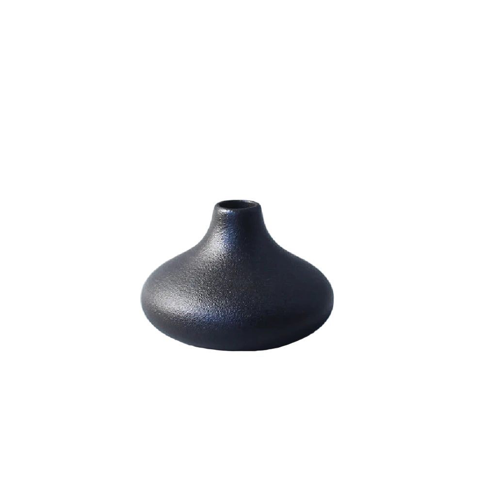 Ceramic small vase black small -  vase simple Japanese decoration