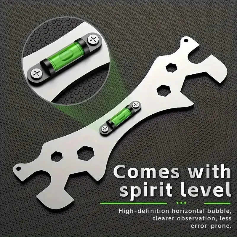 Multifunctional stainless steel wrench installation level with spirit level for precise measurements.