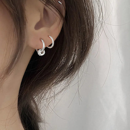 Stainless Steel 1 Pair Minimalist Huggie Hoop Earrings - enoughdream.com