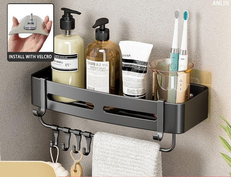 Shelf No Drilling Aluminum Above The Toilet Wall Mounted Bathroom Organizer - enoughdream.com