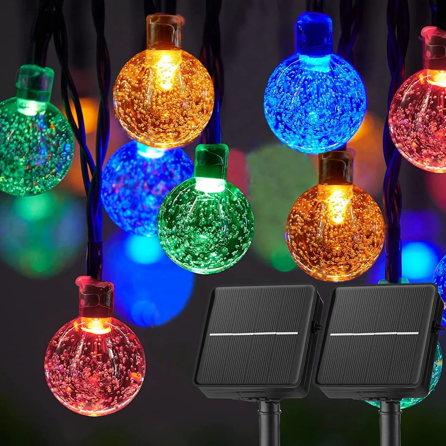 LED Solar String Lights Outdoor 60 Leds Waterproof Crystal Globe  Decor