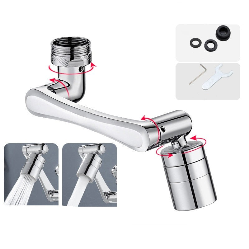 Stainless steel Universal 1080 °Swivel Robotic Arm Swivel Extension Faucet Aerator Kitchen - enoughdream.com