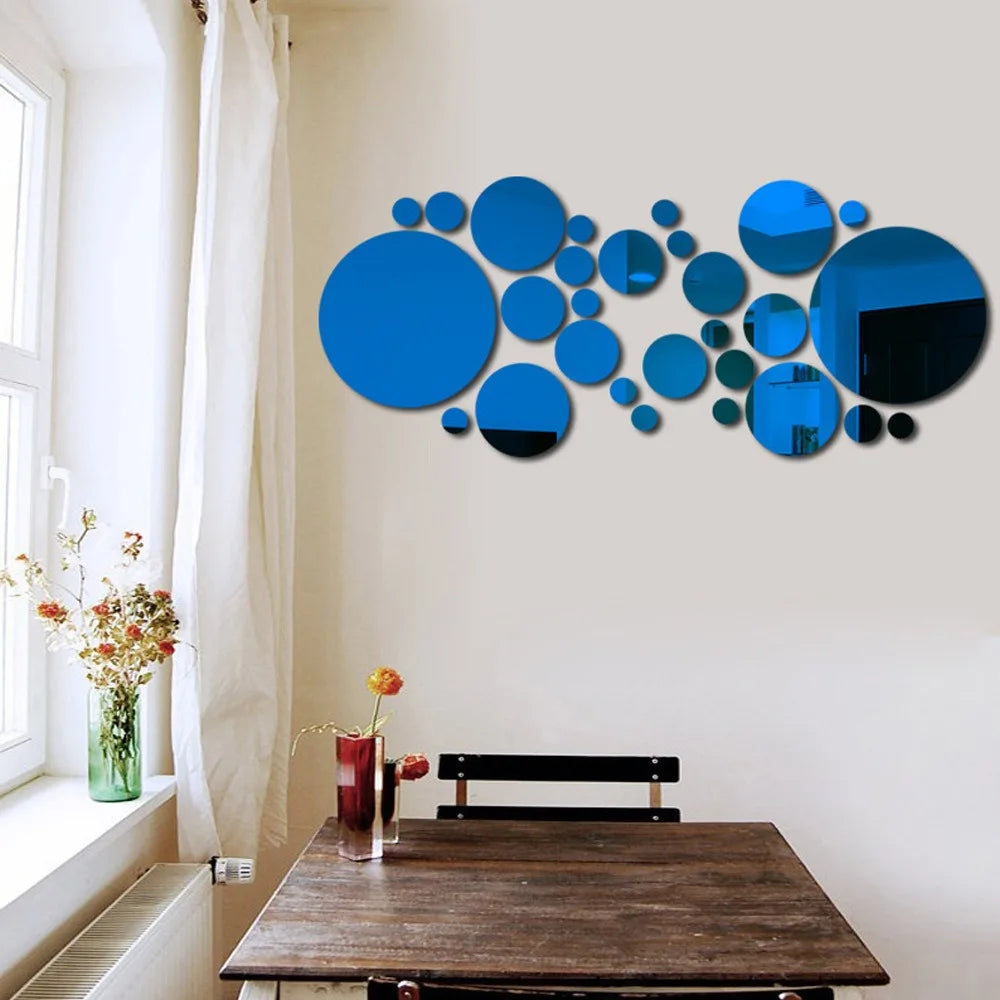 Round Acrylic Mirror Stickers - Kitchen Wall Decor Art for Ceramic