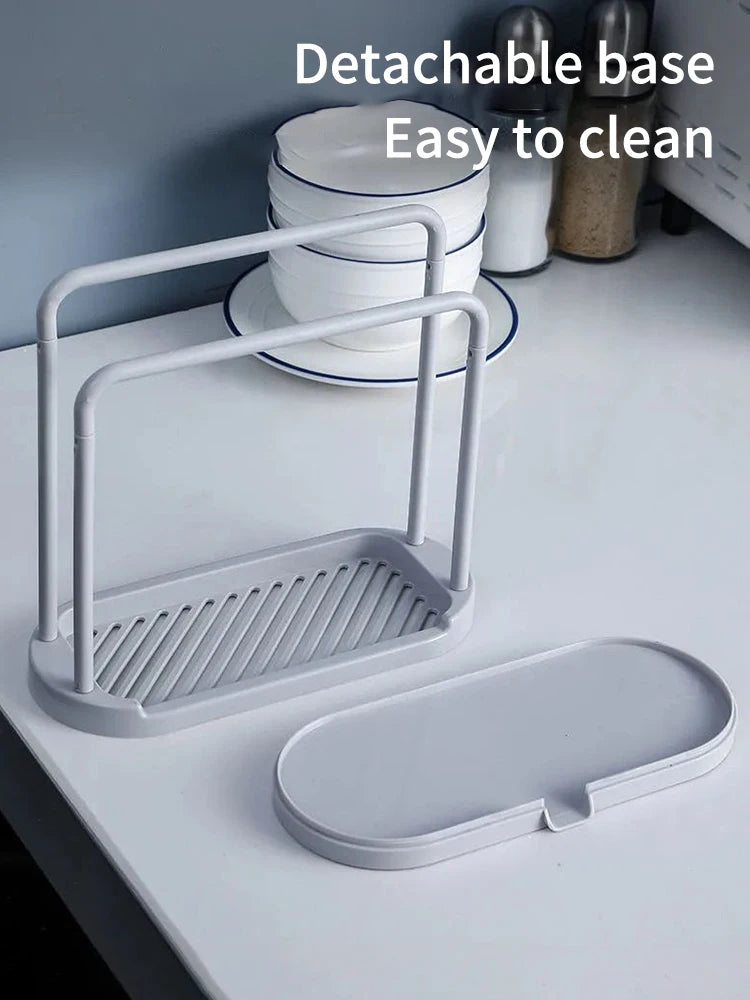 Double-layer dishwashing towel drainer, countertop sponge storage holder, made of steel wire