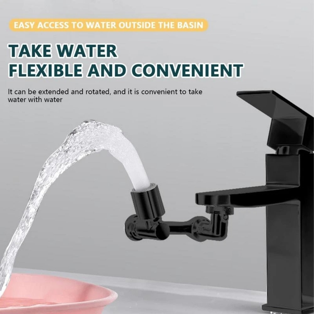 Black Universal 1080° Rotation Faucet Extender Plastic Dual Mode - enoughdream.com