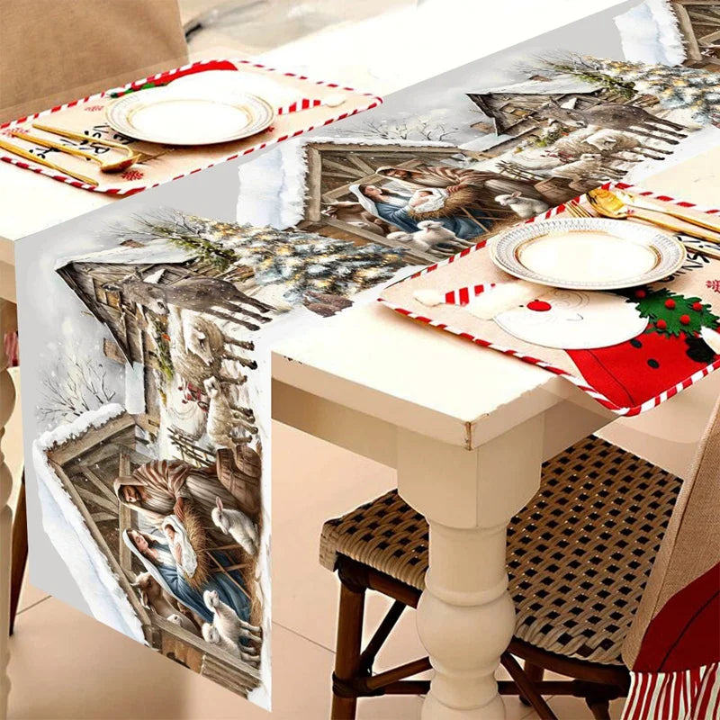 Christmas Table Runner Merry -  Christmas Decoration For Home Xmas Table Decor