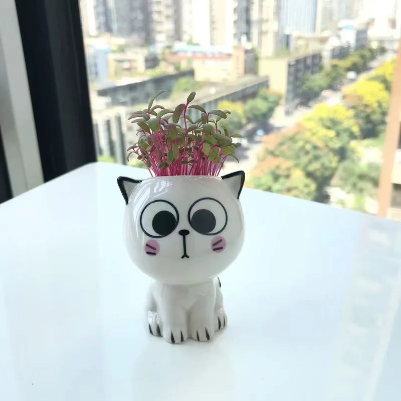 Ceramic Flowerpot Mini Cat Cartoon