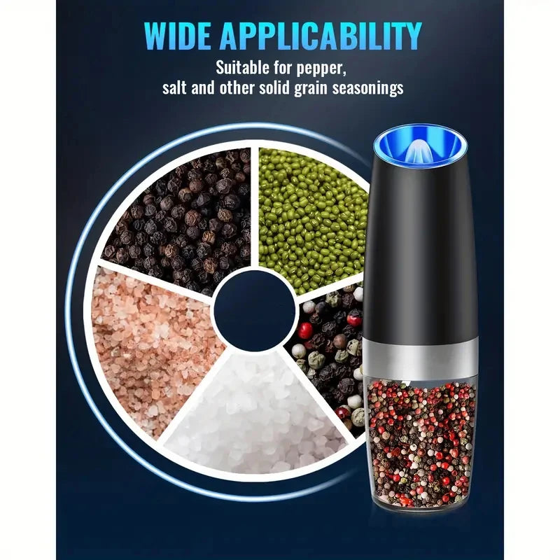 Gravity Electric Salt And Pepper Mill - Tilt To Grind Automatically Battery Powered