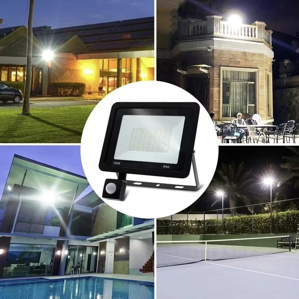 LED PIR Motion Sensor Floodlight Outdoor Wall Light White Light For Garden