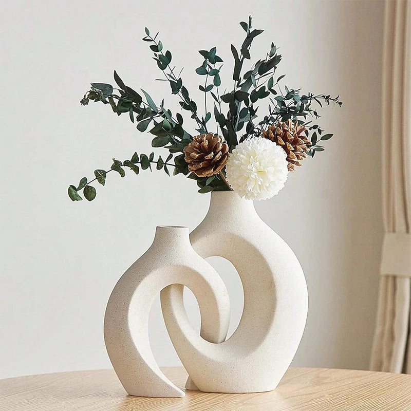 European Ceramic Vase Set Creative -  White Simple Home Decoration
