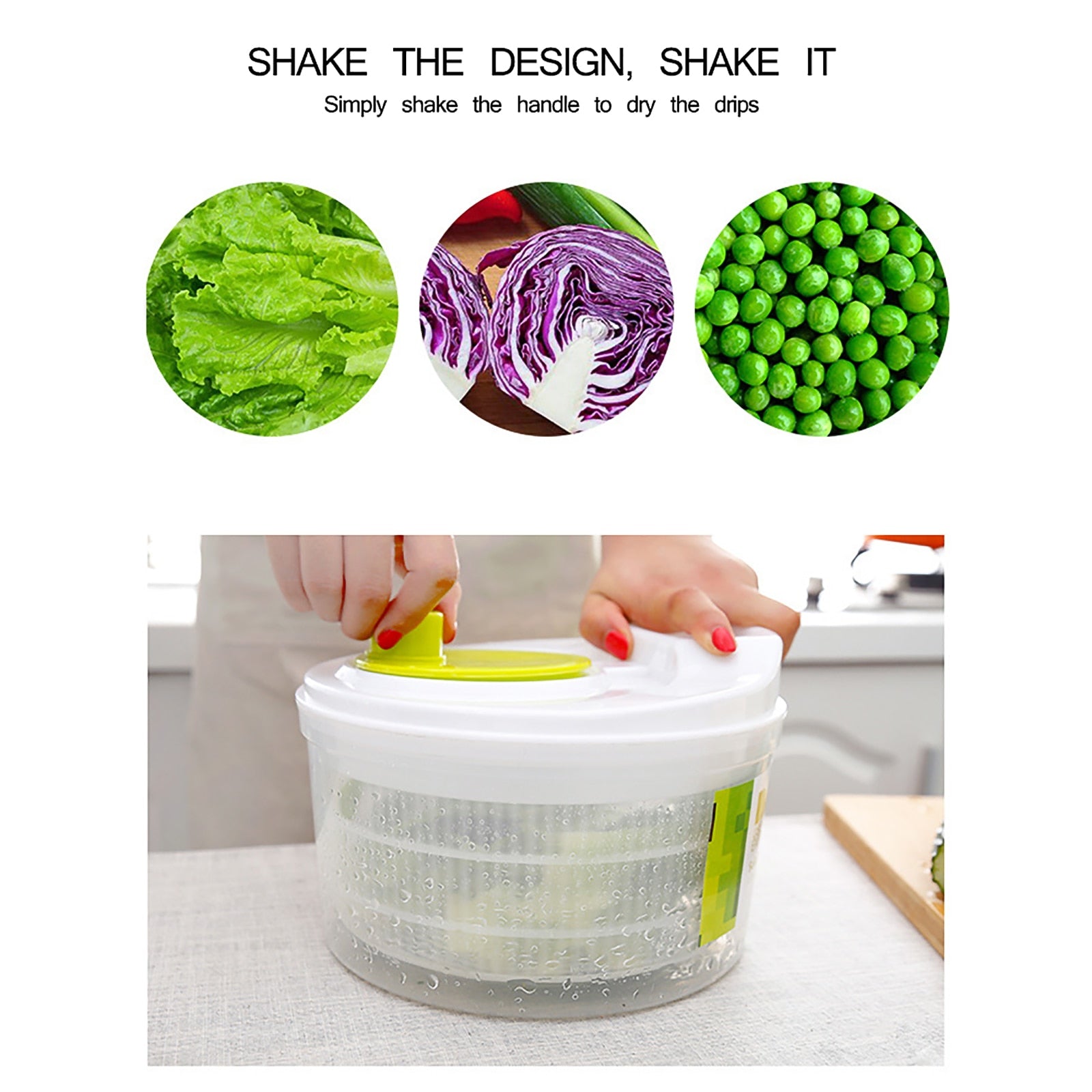 Salad Spinner Lettuce Greens Washer Dryer Drainer Crisper Strainer - enoughdream.com