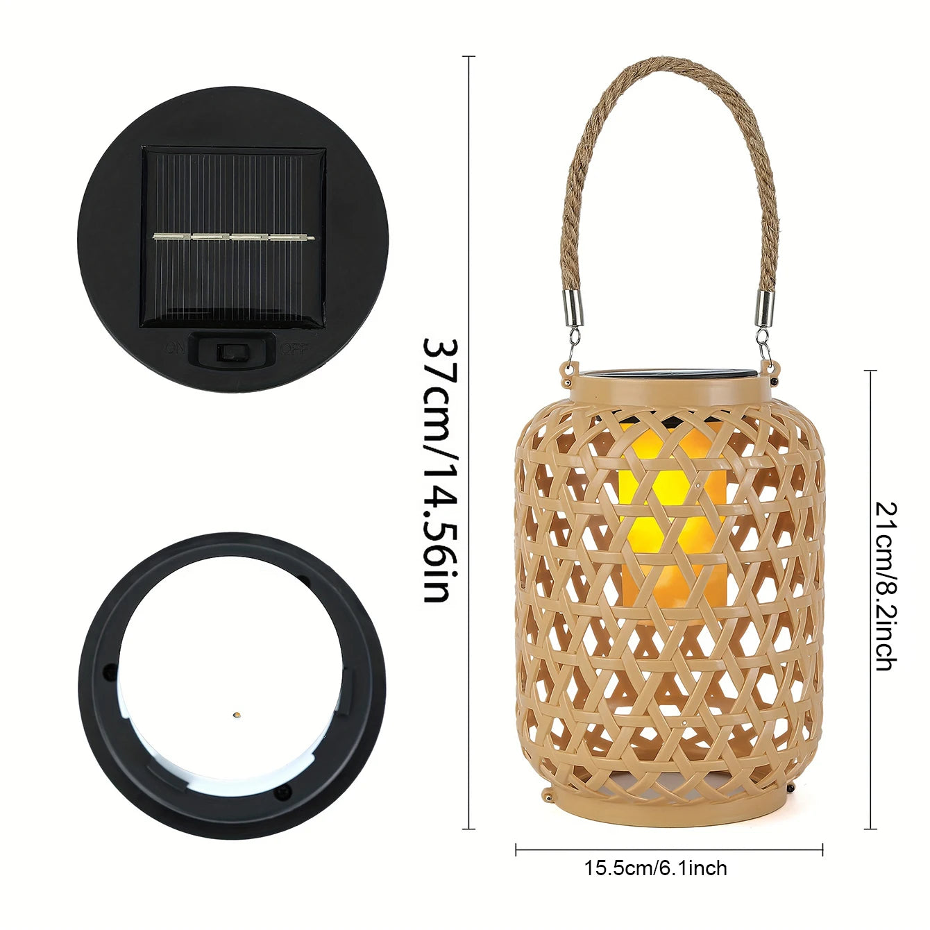 Solar Powered Rattan Lantern Chandelier Plastic Material