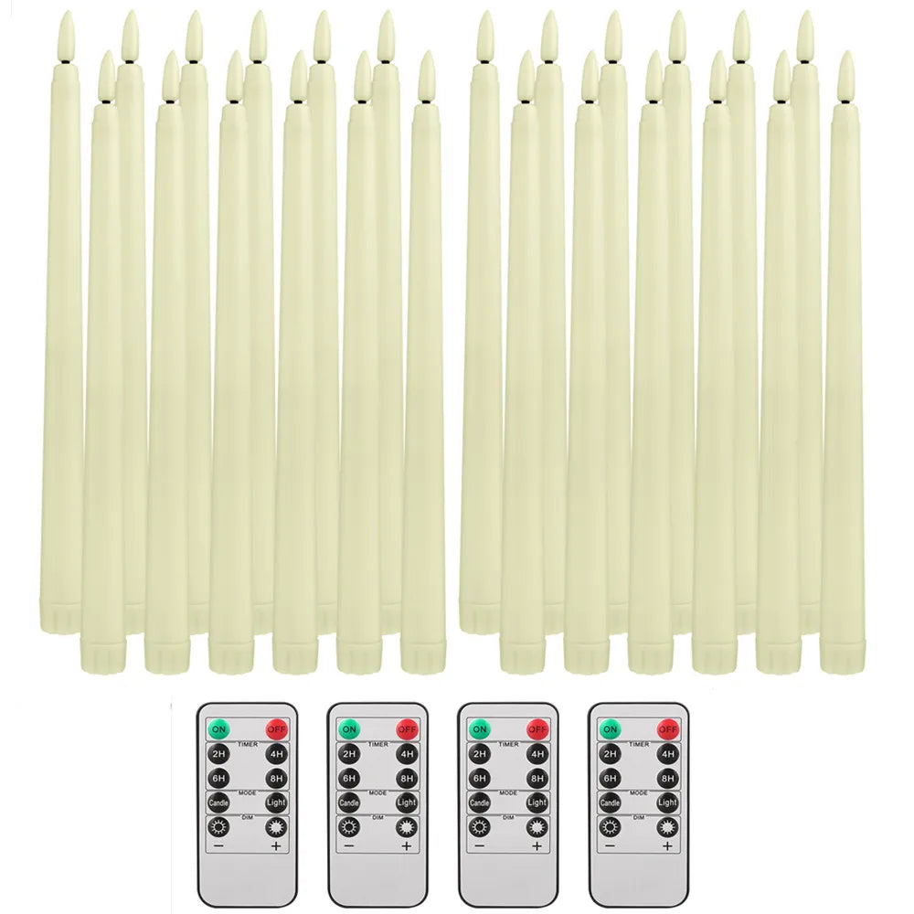 LED Flameless Taper Candles with 10-Key Remote 11" Battery Decor
