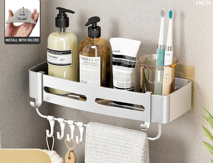 Shelf No Drilling Aluminum Above The Toilet Wall Mounted Bathroom Organizer - enoughdream.com