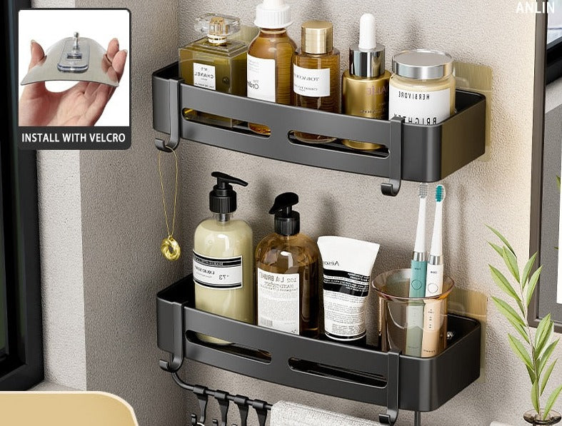 Shelf No Drilling Aluminum Above The Toilet Wall Mounted Bathroom Organizer - enoughdream.com