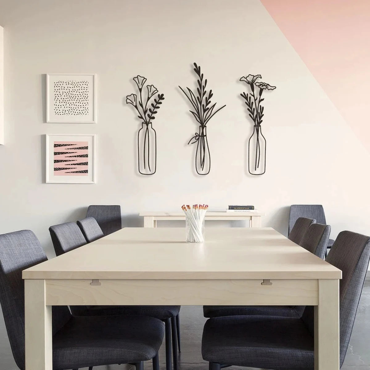 Flowers in a Vase Metal Wall Decor Home