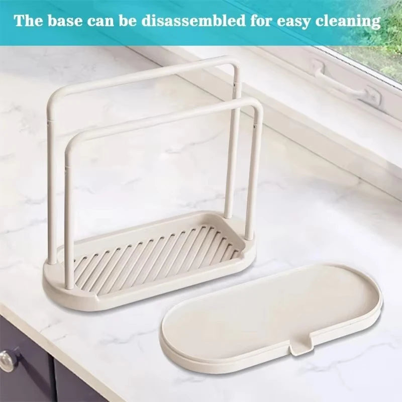Double-layer dishwashing towel drainer, countertop sponge storage holder, made of steel wire