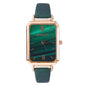 Luxury Women Watches Vintage Green Square Ladies Quartz Watch Brand Dial Simple Rose Gold Leather Steel Strap Wristwatch Clock - enoughdream.com