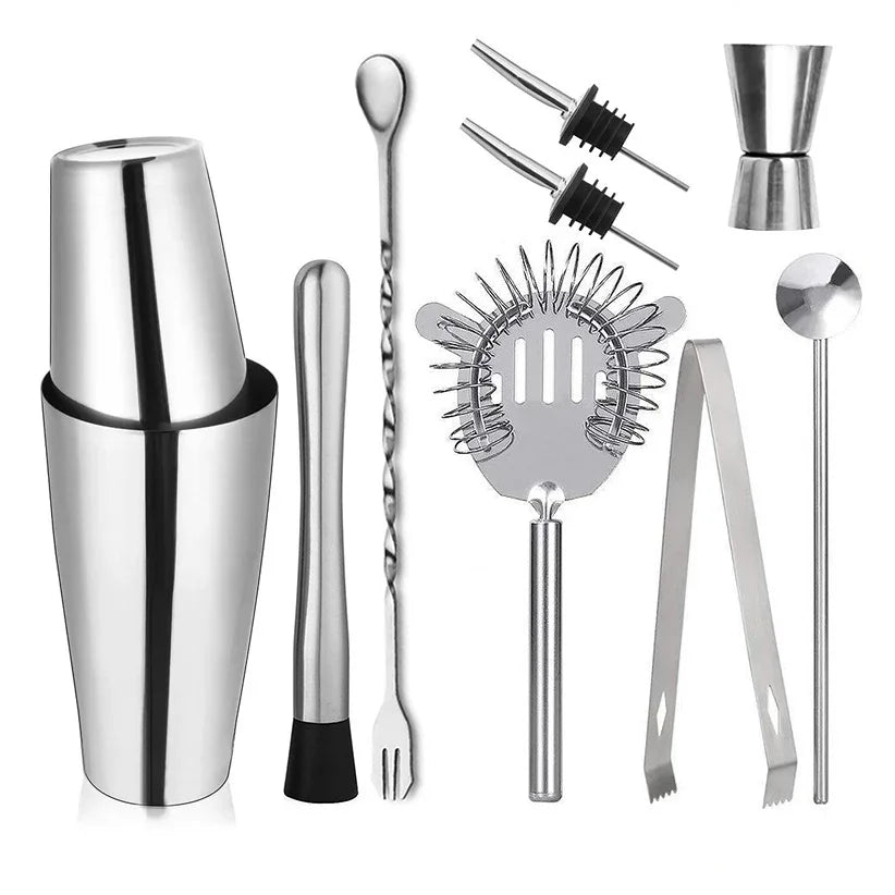 Stainless steel shaker set with 1/3/6/9/11 pieces Boston shaker, bar utensils