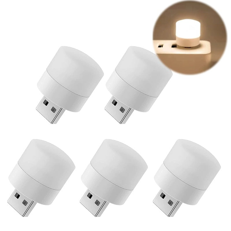 1-10Pcs Mini USB Night Light Warm White Eye Protection Book Reading Light USB Plug - enoughdream.com