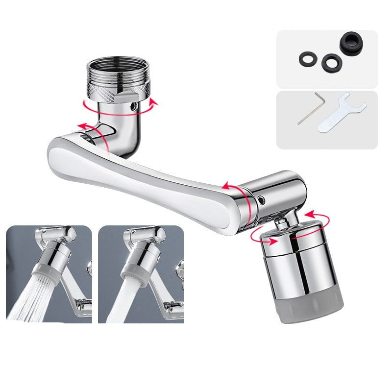 Stainless steel Universal 1080 °Swivel Robotic Arm Swivel Extension Faucet Aerator Kitchen - enoughdream.com