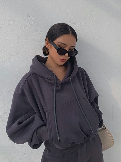 Hoodies Suit Winter Spring Solid Casual Tracksuit Women Fleece - enoughdream.com