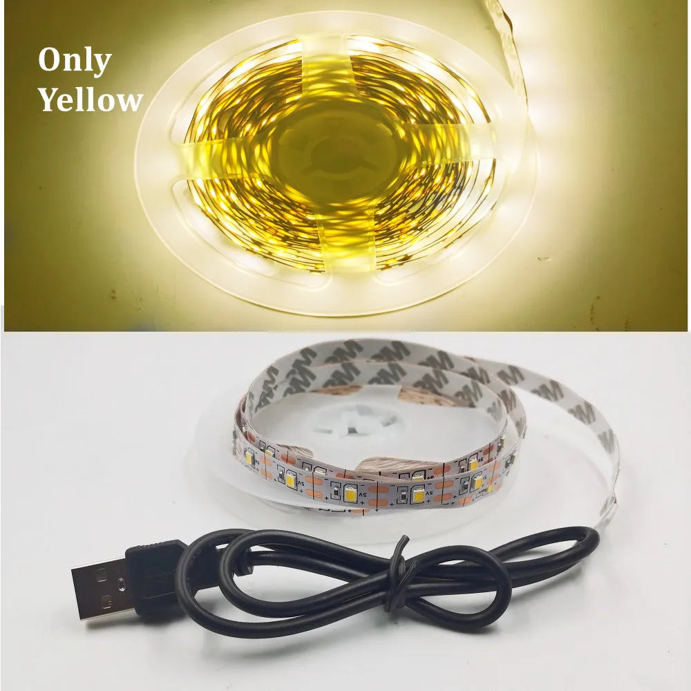 USB LED Strip Light 5V 3528  Warm Cool White Pink Green Blue Red